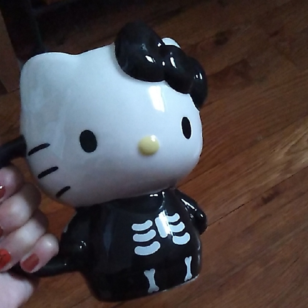 Hello Kitty Black and White Skeleton Ceramic Accent Mug